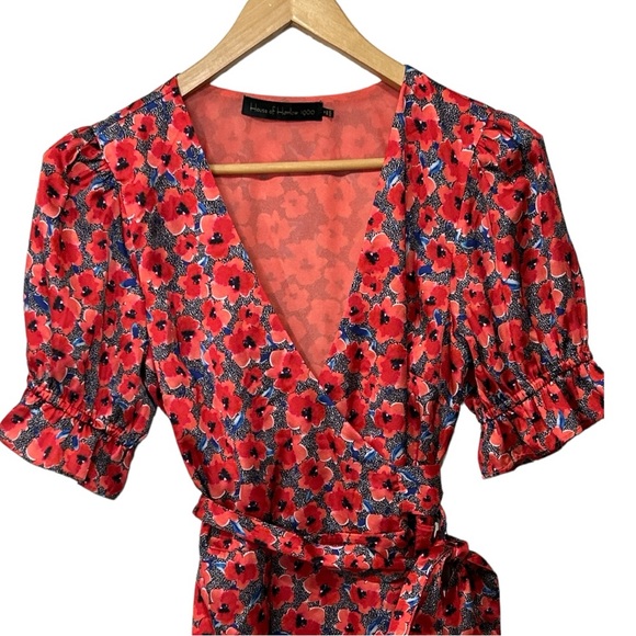 NEW Revolve x House of Harlow Aja Mini Dress Wrap Red Poppy Floral Medium - Picture 7 of 13